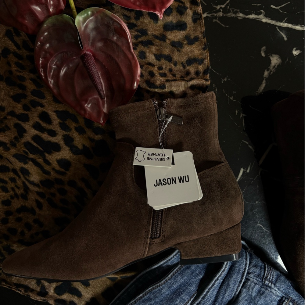 Jason Wu Pointy Toe Block Heel Genuine Leather Brown Suede Ankle Boots Dif sizes - Picture 8 of 15